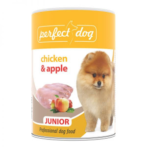PERFECT DOG JUNIOR CHICKEN konservi kucēniem Cālis, āboli 400g
